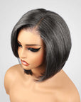 natural look human hair bob wigs with timeless gray hues