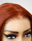natural-looking orange bob wigs, rich tone lace bob for melanin skin