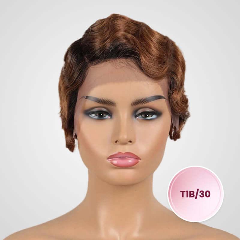 stylish short pixie cut wigs with ocean wave texture for black women