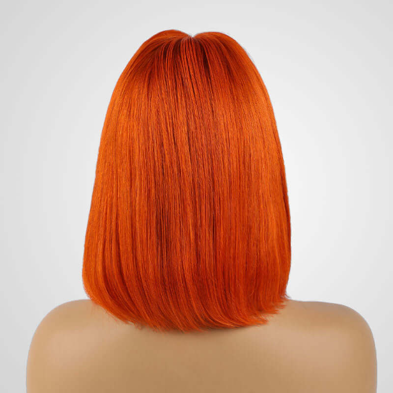 human hair lace wigs straight orange bob for stylish black women