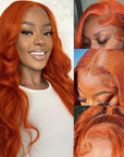 human hair wigs ginger orange body wave 4x4 lace closure with baby hair