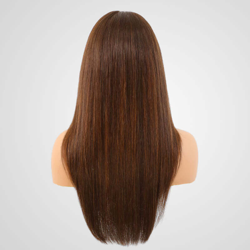 qvr glueless human hair wigs with layered straight cut and bold highlights