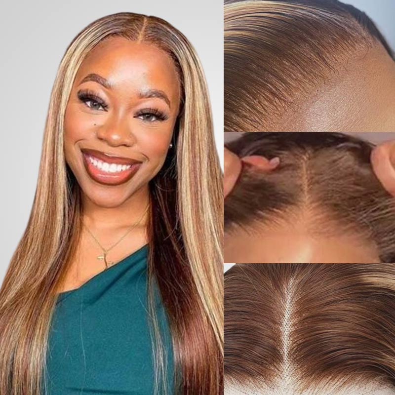 straight piano highlight wear and go wig with HD lace