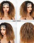 QVR Glueless Kinky Curly Half Wig Invisible Hairline Ombre 