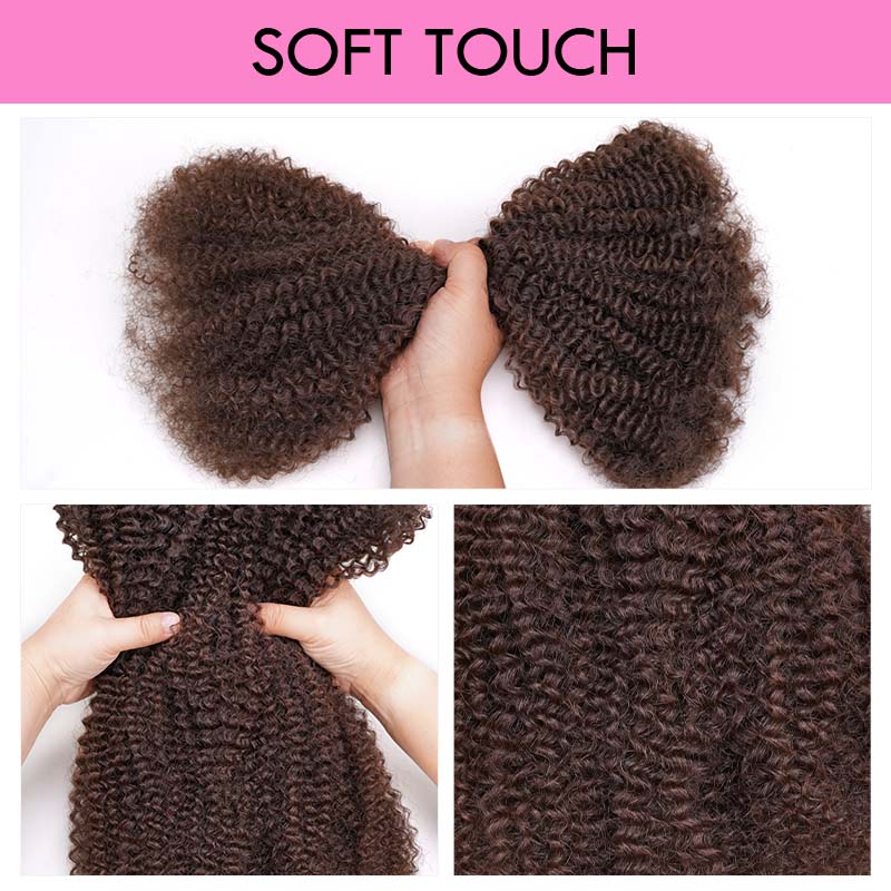 QVR Chocolate Brown Afro kinky Bulk Hair Extensions For Braiding Dreadlock Human Hair