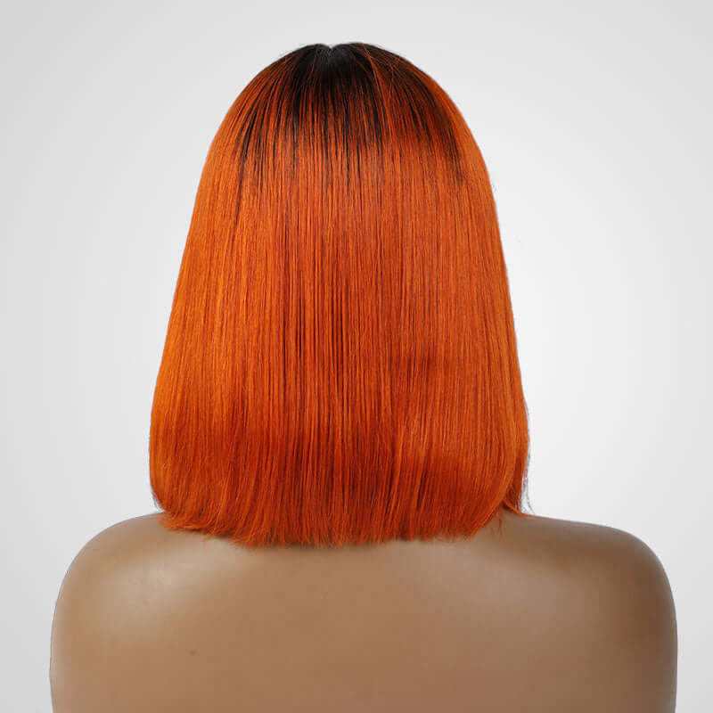 human hair lace wigs ombre 2 orange straight bob for stylish looks