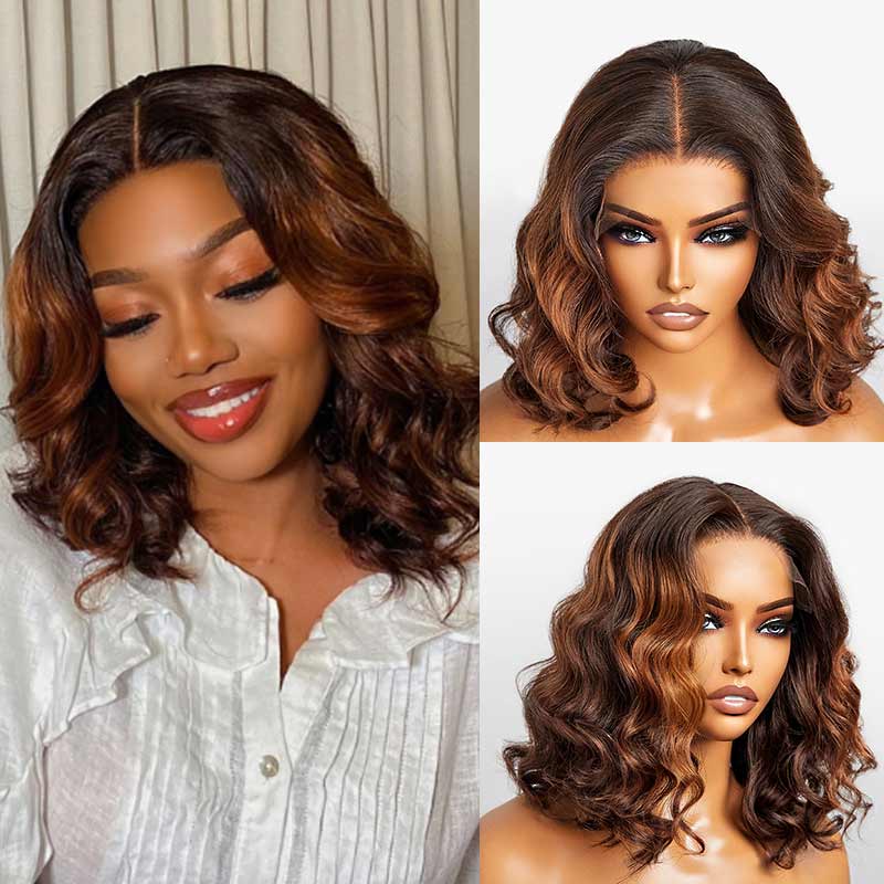 sleek short bob wigs with natural flow, 5x5 lace closure human hair bob wigs