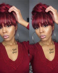 burgundy glueless wigs for black women, stylish and beginner-friendly