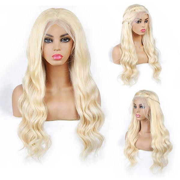 qvr wigs 613 honey blonde 180% density body wave lace front wig
