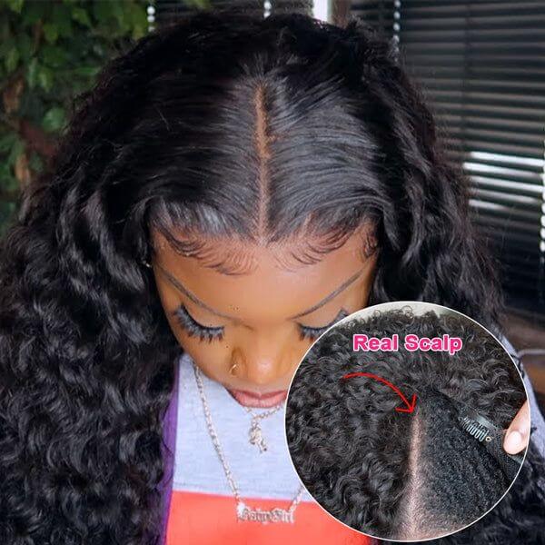 water wave v part wig real scalp look