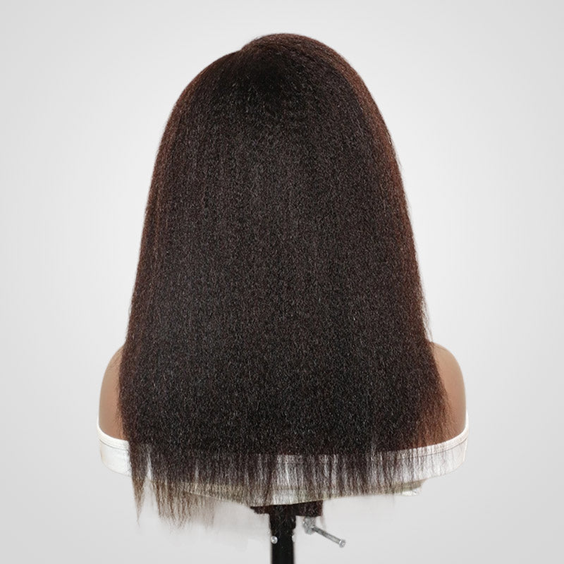 human hair lace wigs with curly edge hairline and kinky straight texture