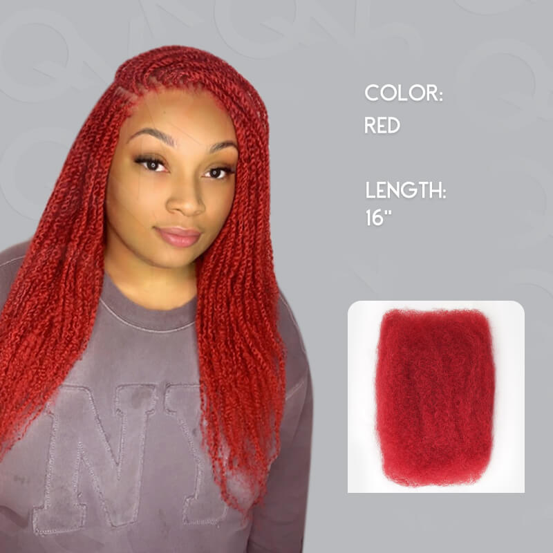 QVR Upgrade Red Color Afro kinky Bulk Hair Extensions For Braiding Dreadlock Human Hair