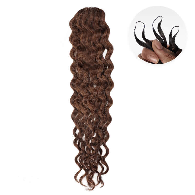 #4 dark brown water wave textured crochet human hair extensions