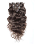 qvr chocolate brown body wave 7pcs clip in hair extensions