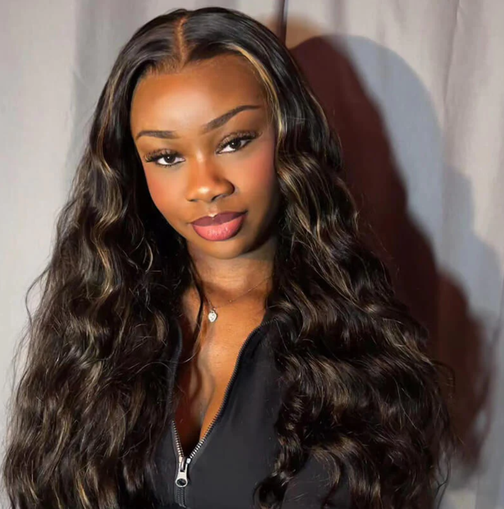 human hair wigs jerry curly with golden highlights for a chic look