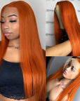 human hair wigs ginger orange 4x4 lace closure body wave pre-plucked with baby hair