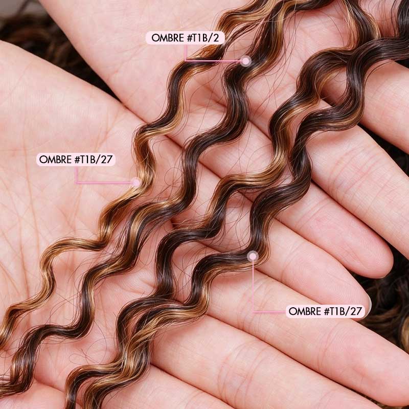 QVR Honey Caramel Mixed Highlights Feather Crochet Human Hair Tight Curly Miracle Knots Crochet Weave Hair Extensions