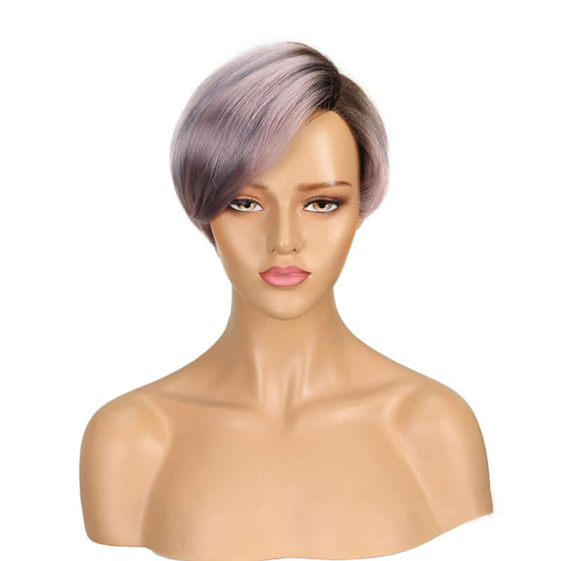 qvr wigs c part lace human hair pixie cut for chic black women