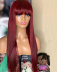 qvr glueless human hair wigs in straight cut with soft natural bangs