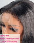 human hair lace wigs 13x6 body wave with curly edges and realistic hairline