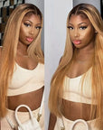 ombre colored straight hair wigs wear and go human hair wigs