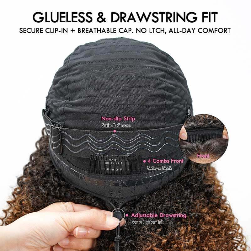 FIXED PRICE|QVR Brown Highlight Miracle Knots X Half Wig Hack Seamless Miracle Braids Human Hair Crochet Weave Hair Extension