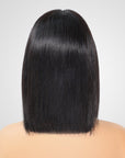 QVR Silk Straight black bob wig: easy-to-wear human hair with bangs