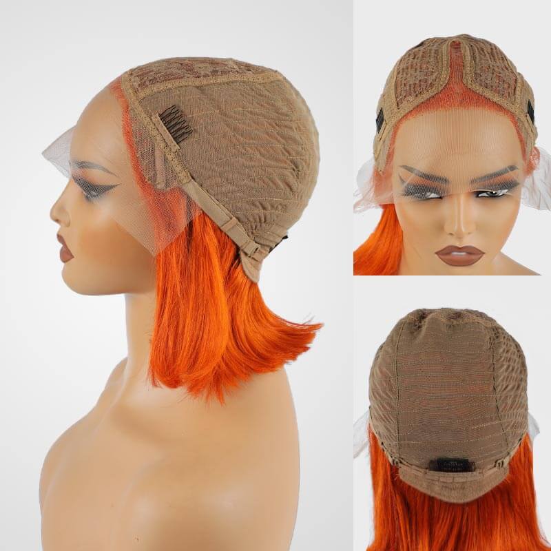 qvr wigs orange straight bob with t lace for effortless glam