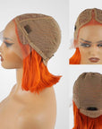qvr wigs orange straight bob with t lace for effortless glam