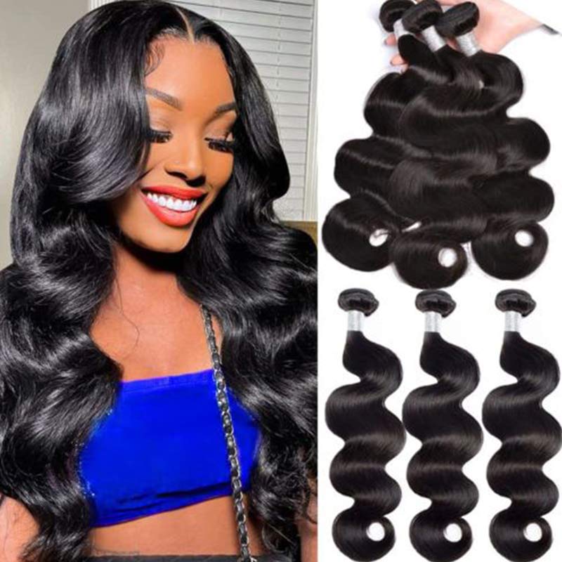 qvr 100% virgin human hair 3 bundles for women 