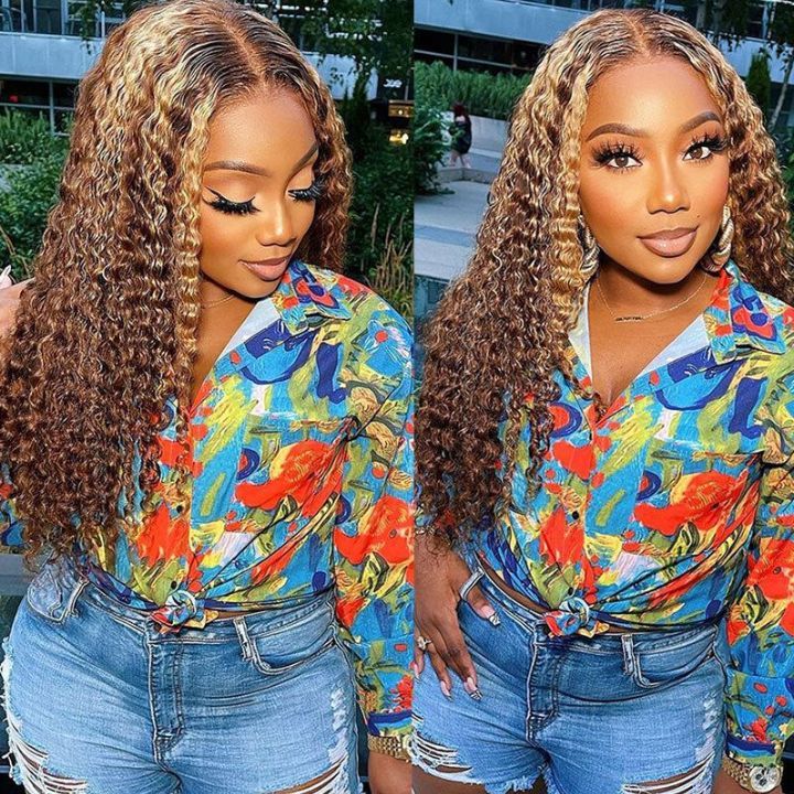 human hair lace wigs in deep wave style, pre-plucked for a natural hairline.