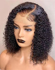natural black 4x4 lace closure bob wigs, curly human hair short bob wigs for african american women