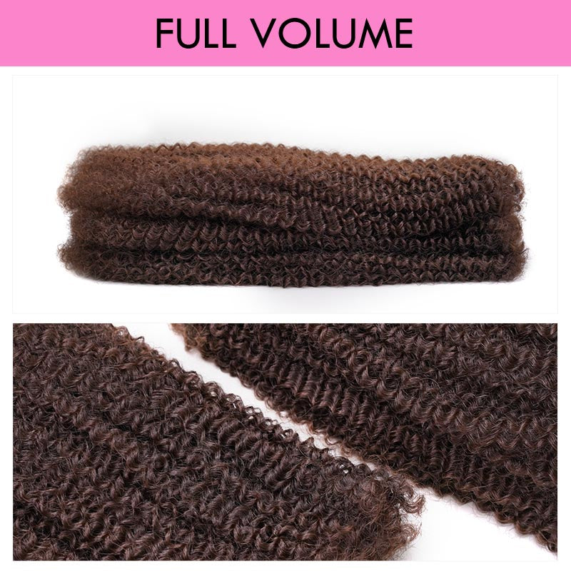 QVR Chocolate Brown Afro kinky Bulk Hair Extensions For Braiding Dreadlock Human Hair