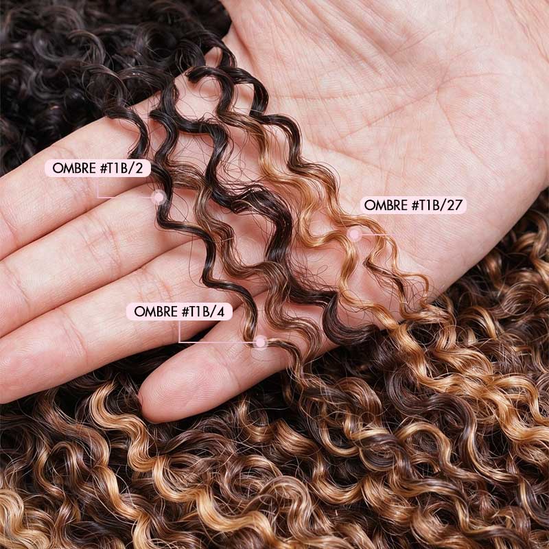 QVR Honey Caramel Mixed Highlights Feather Crochet Human Hair Burmese Kinky Curly Miracle Knots Crochet Weave Hair Extensions