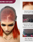 QVR Dirty Oranage Color Short Bob Wigs 5x5 Pre-cut Lace Straight Human Hair Wigs