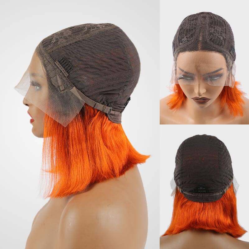 qvr wigs ombre orange straight bob with t lace for effortless glam