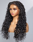 qvr wigs curly water wave human hair lace front wig with realistic hairline