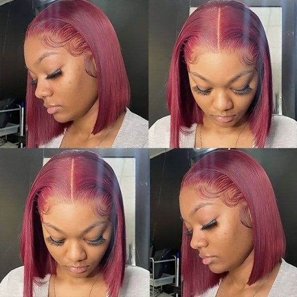 stylish burgundy human hair bob wigs