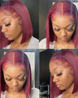stylish burgundy human hair bob wigs