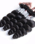natural black brazilian remy human hair bundles loose wave 4 bundles