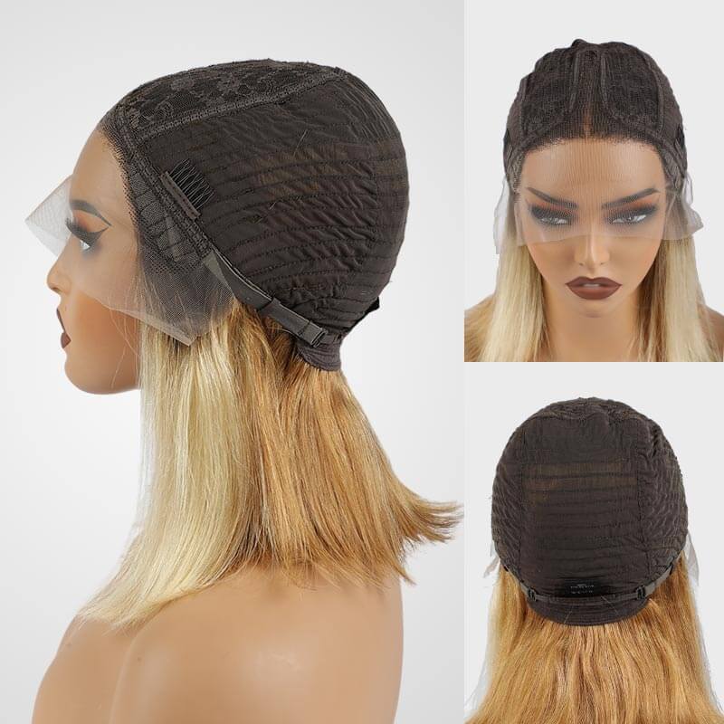 qvr wigs straight ombre 4/27/613 bob with t lace for effortless glam   2/2