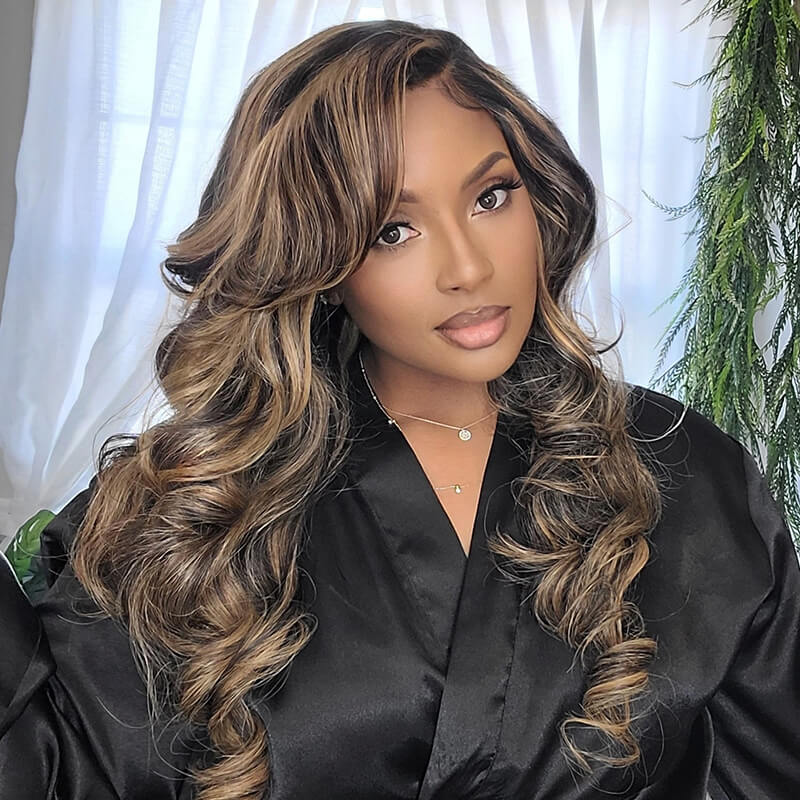 balayage highlights body wave wear and go human hair wigs