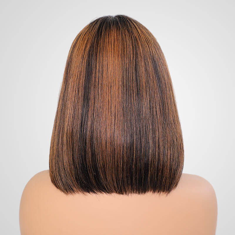 natural brown bob wigs for women with face-framing bangs