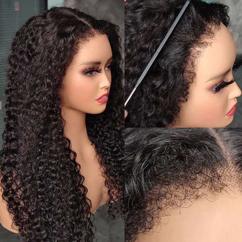 qvr wigs 13x4 hd transparent lace front curly edge deep wave wig