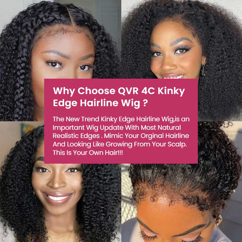 QVR Realistic Curly Edge Hairline Wig Kinky Curly 13x4 Lace Frontal Human Hair Wig