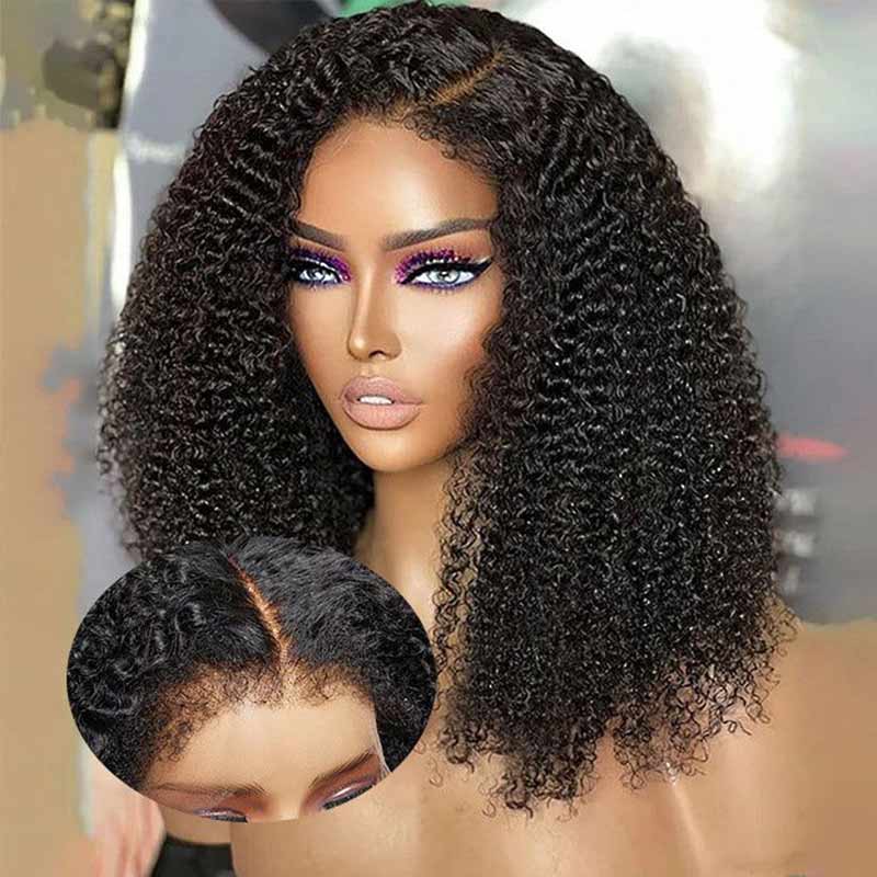 qvr wigs kinky curly lace frontal with realistic curly edge hairline