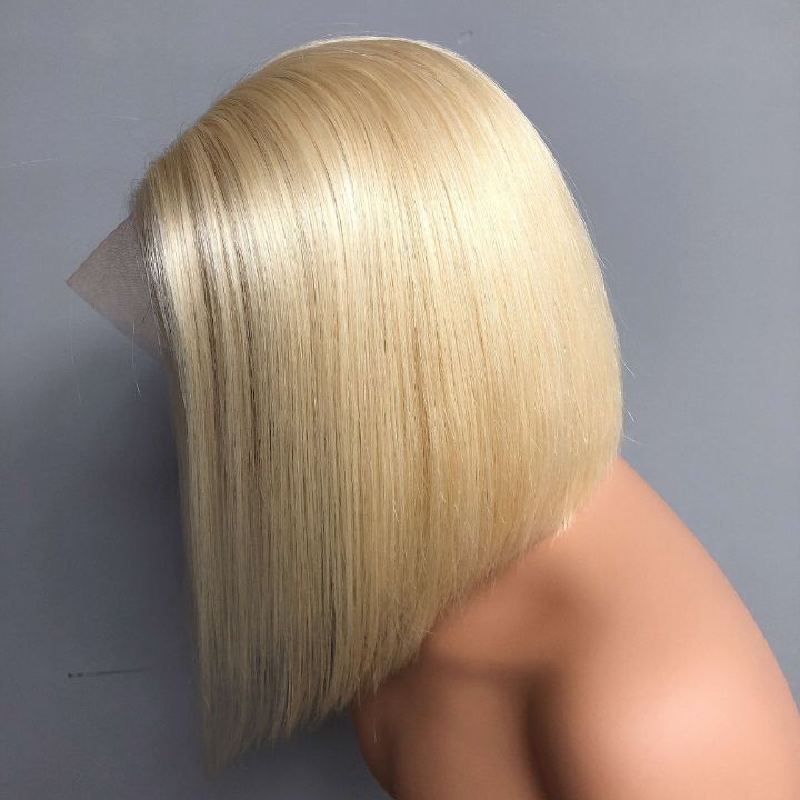 platinum blonde bob wigs, chic and edgy short human hair wigs for dark skin tones