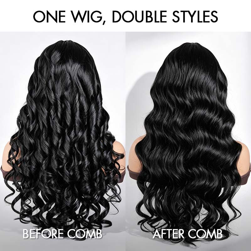 QVR Glueless Pre-Curled New Body Wave Human Hair U Part Wigs