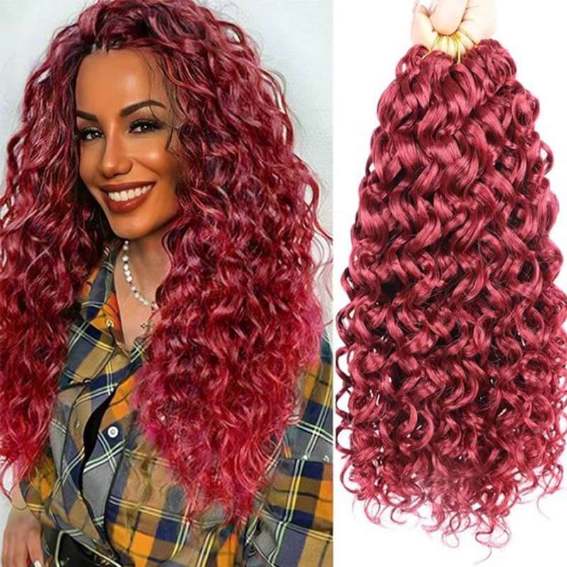 bright red deep wave crochet hair