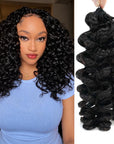 QVR Bouncy Curly Crochet Hair Natural Black Machine Made Feather Crochet Human Hair Extension